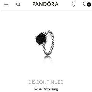 Pandora Onyx Rose Ring - size 8